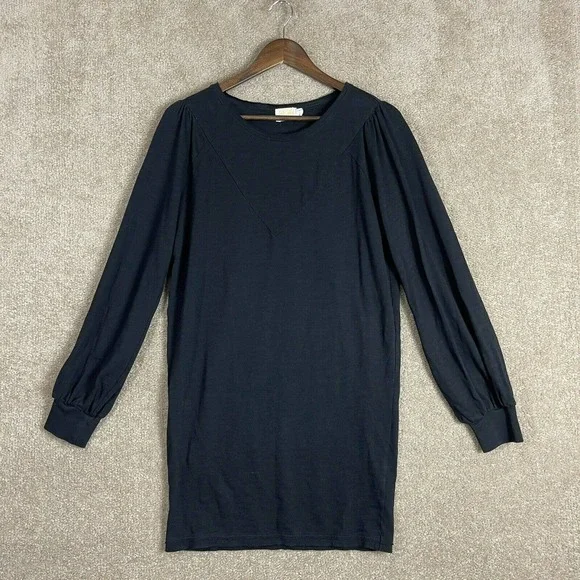 Nation LTD Elisa Dress Womens Size Small Black Puff Sleeve Easy Fit Stretch - Picture 2 of 10